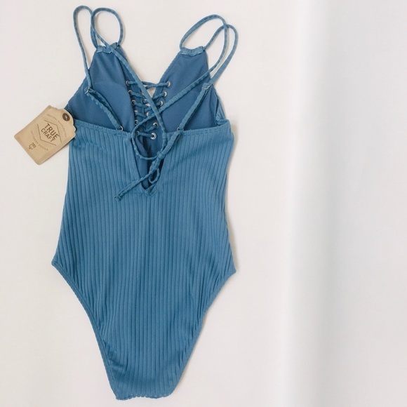 NWT True Craft Ribbed Lace-Up One Piece Swimsuit - Picture 6 of 10